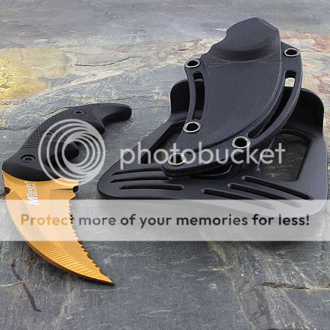 5" MTECH USA KARAMBIT G10 BOOT KNIFE w/ PADDLE HOLSTER SHEATH CHAIN